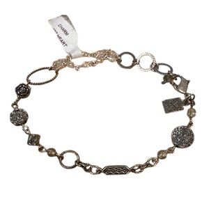DESERT HEART DAINTY SILVER CHARM BRACELET